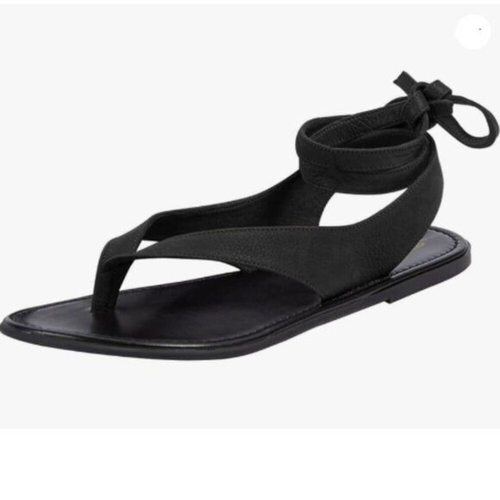 FOWT Women Split Round Toe Sandals Lace up Strappy Comfortable Flats Flip Flop